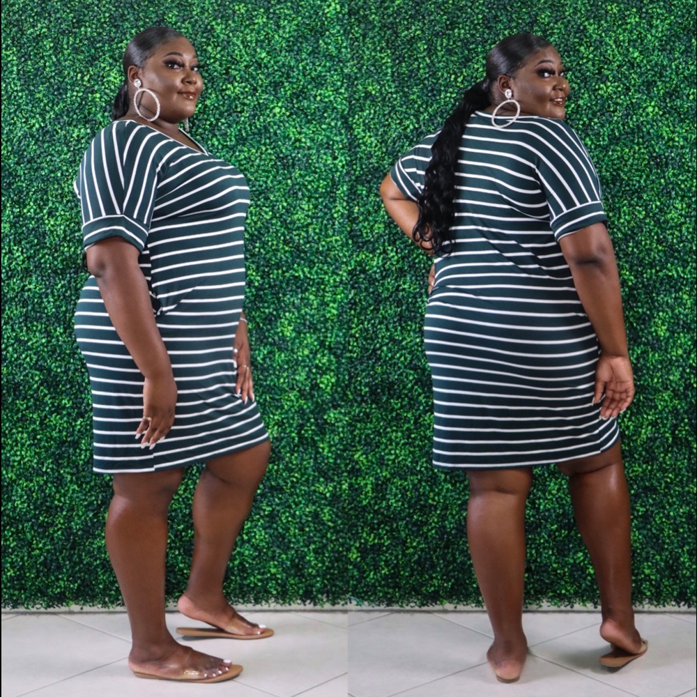 Striped Dress 💚 - 1x 2x 3x